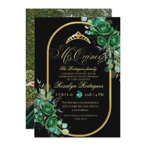 Elegant Photo Quinceanera black green Birthday