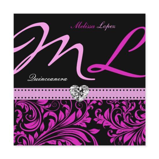 Elegant Pink and Black Quinceanera