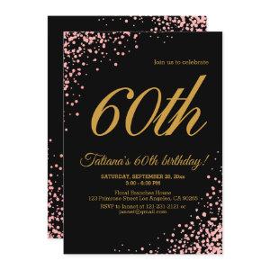 Elegant Pink and Black Rose Gold Glitter Birthday