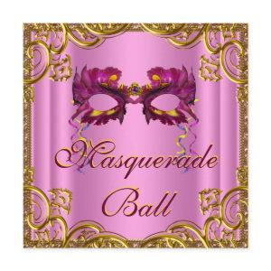 Elegant Pink and Gold Masquerade Party