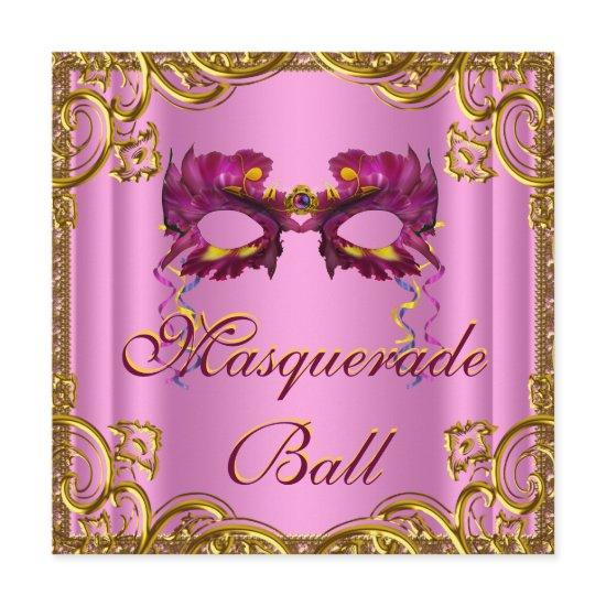Elegant Pink and Gold Masquerade Party