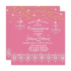 Elegant Pink and Gold Quinceañera