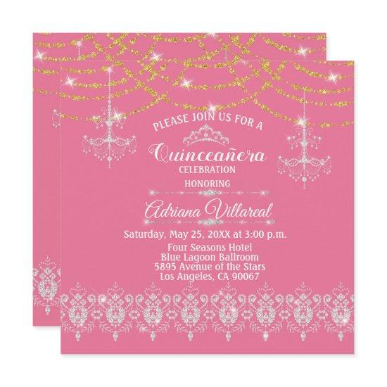 Elegant Pink and Gold Quinceañera