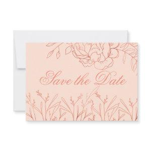 Elegant Pink and Rose Gold Fine Art Floral Save The Date