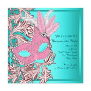 Elegant Pink and Teal Blue Masquerade Party