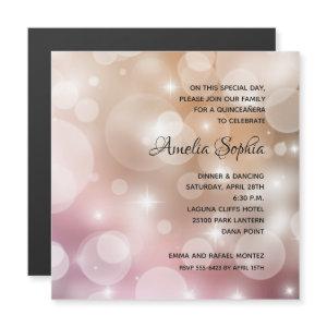 Elegant Pink Blush Bokeh Quinceañera Magnetic