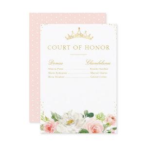 Elegant pink blush floral court of honor card
