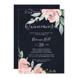 Elegant Pink Blush Floral Quinceañera