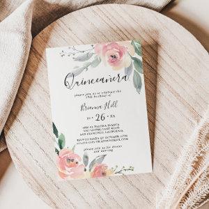 Elegant Pink Blush Floral Quinceañera