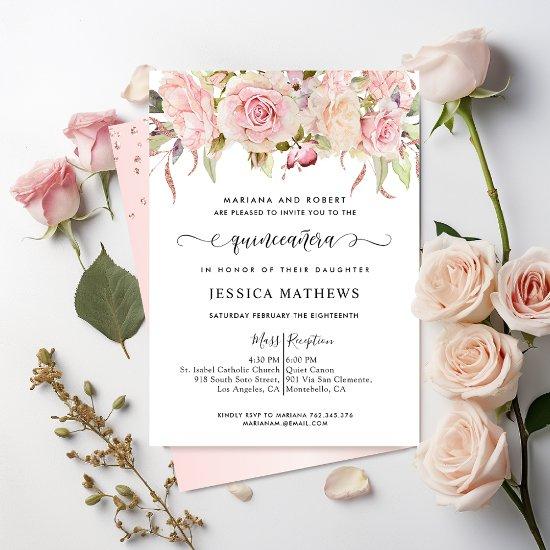 Elegant Pink, Blush Pink, Rose Gold Quinceañera