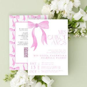 Elegant Pink Bow QR Mis Quince Años Quinceañera