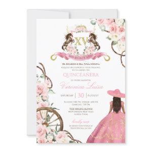 Elegant Pink Charro Quinceanera Floral