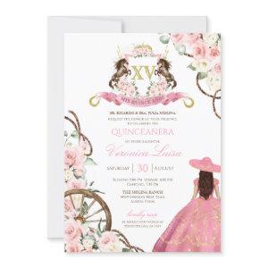 Elegant Pink Charro Quinceanera Floral