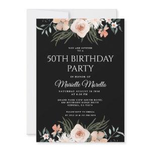 Elegant Pink Floral Greenery 50th Birthday Party I
