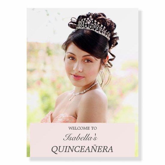 Elegant Pink Floral Photo Quinceañera  Foam Board