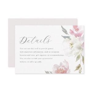 Elegant Pink Floral Quinceanera Guest Details RSVP Card