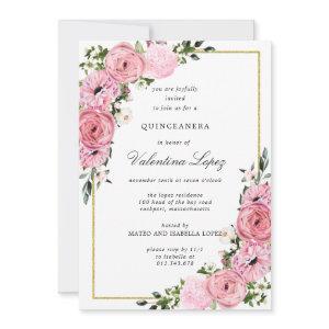 Elegant Pink Floral Quinceanera
