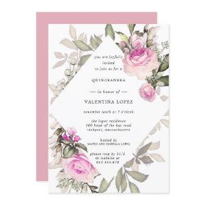 Elegant Pink Floral Quinceanera
