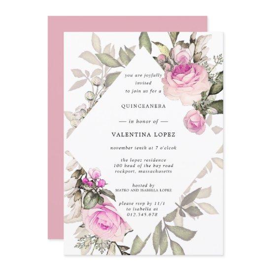 Elegant Pink Floral Quinceanera
