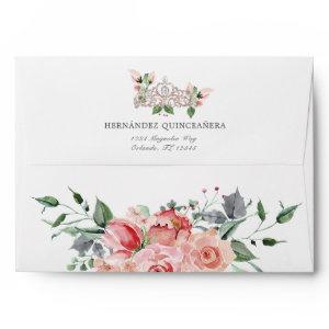 Elegant Pink Floral Quinceañera  Envelope