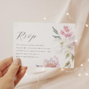 Elegant Pink Floral Quinceanera QR Code RSVP