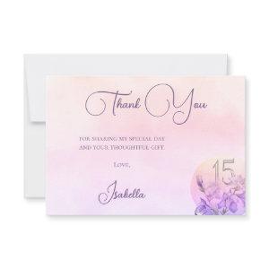 Elegant  Pink Floral  Quinceanera Thank You