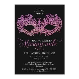 Elegant Pink & Gold Masquerade Mask Quinceanera