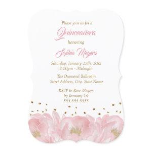 Elegant Pink Gold Peony Quinceanera