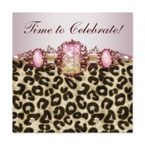 Elegant Pink Gold Pink Leopard Birthday Party