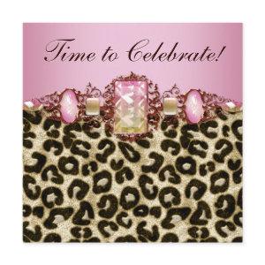 Elegant Pink Gold Pink Leopard Birthday Party