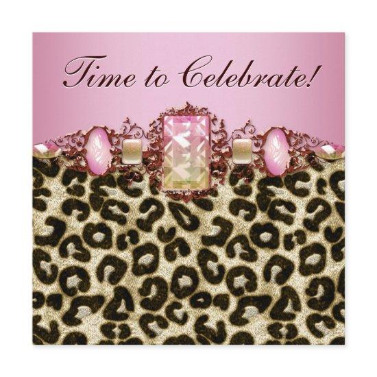 Elegant Pink Gold Pink Leopard Birthday Party