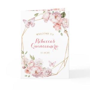 Elegant Pink Gold Quinceañera Program Template