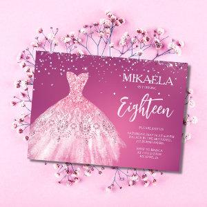 Elegant Pink Gown Glitter 18th Birthday