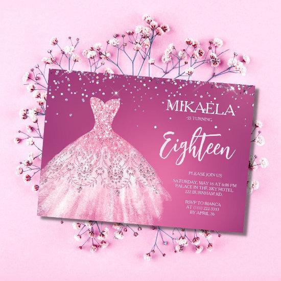 Elegant Pink Gown Glitter 18th Birthday