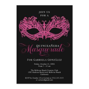 Elegant Pink Masquerade Mask Quinceanera