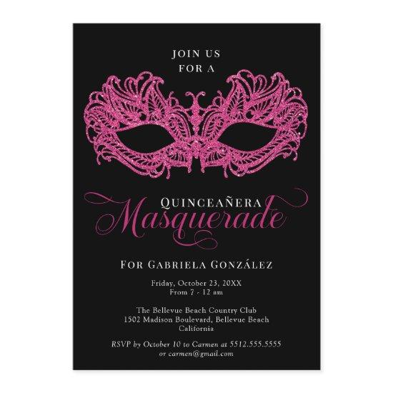 Elegant Pink Masquerade Mask Quinceanera