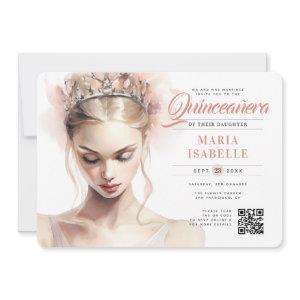 Elegant Pink Princess QR Code Quinceañera