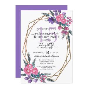 Elegant Pink Purple Watercolor Flowers Quinceañera