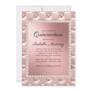 Elegant Pink Rose Gold Quinceañera Photo Pearls
