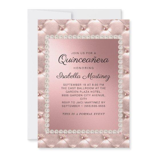 Elegant Pink Rose Gold Quinceañera Photo Pearls