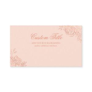 Elegant Pink Rose Gold Sketch Floral Custom Enclosure Card