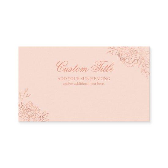 Elegant Pink Rose Gold Sketch Floral Custom Enclosure Card