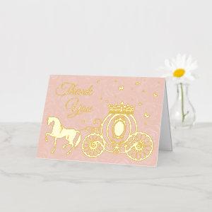 Elegant Pink Roses Horse Carriage Photo Thank You Foil Greeting Card