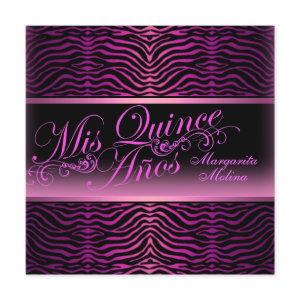 Elegant Pink Zebra Print Quinceanera
