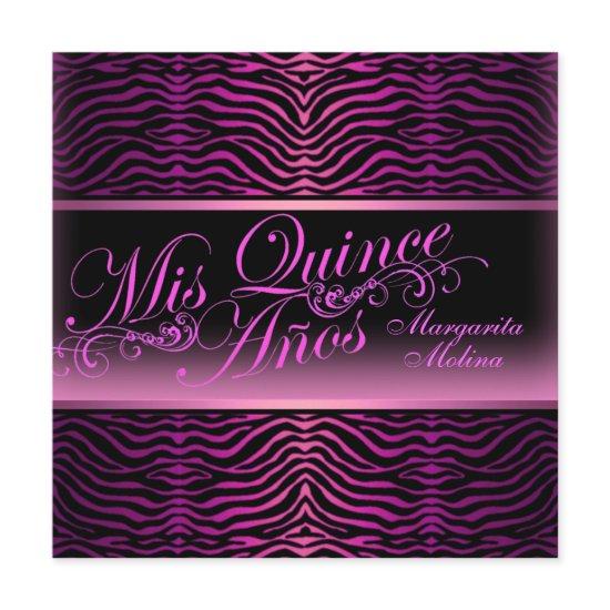 Elegant Pink Zebra Print Quinceanera
