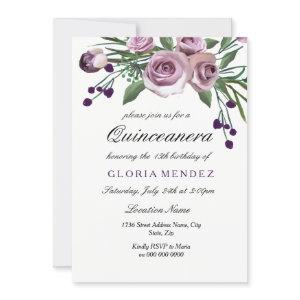 Elegant Plum Purple Rose Quinceanera