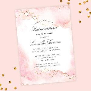 Elegant Pretty Pink Gold Quinceañera Birthday