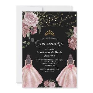 Elegant Princess Floral Twins Quinceañera