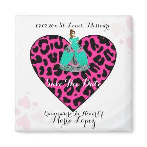 Elegant Princess Quinceanera Save The Date Magnet
