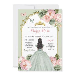 Elegant Princess Sage Green Dusty Rose Quinceañera